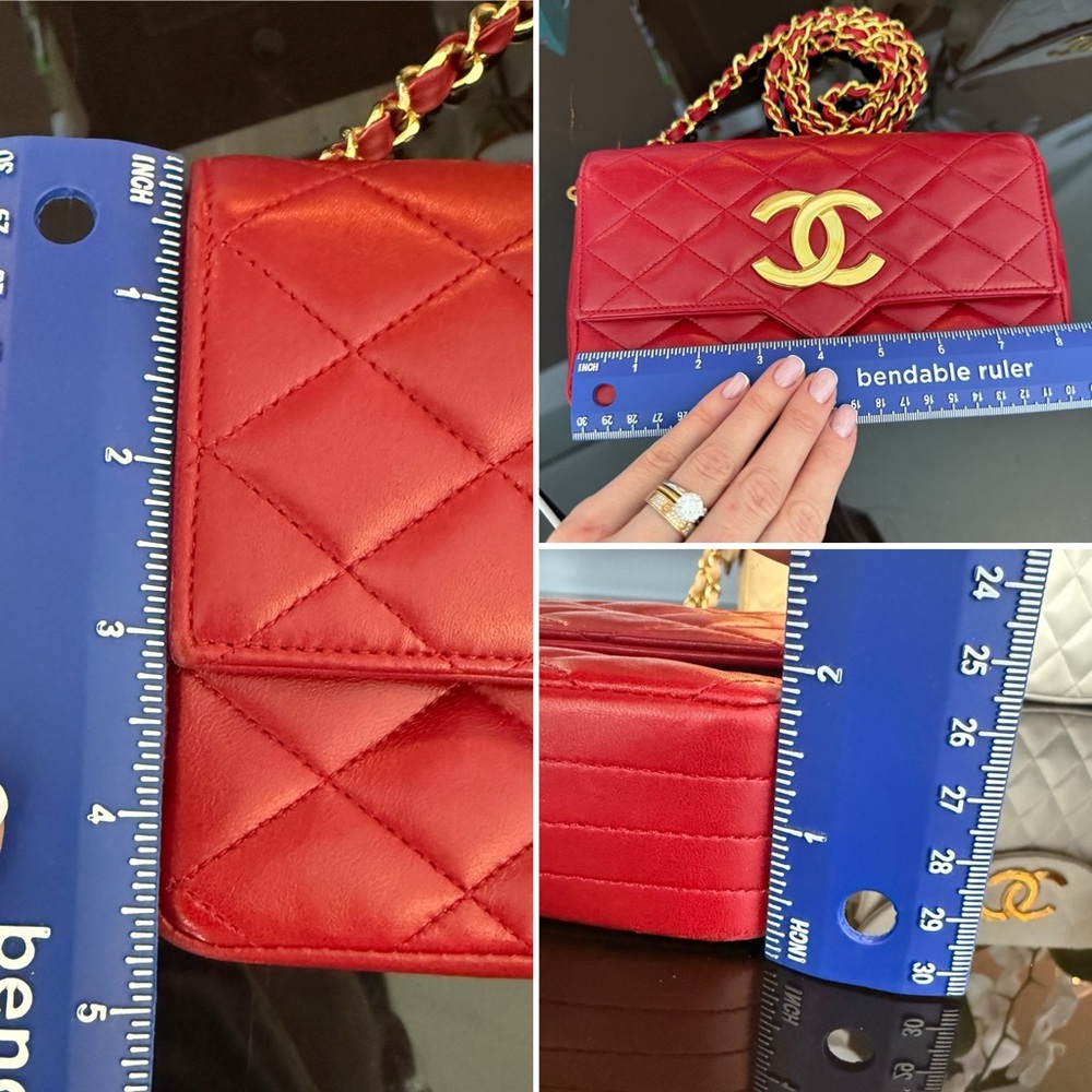 LOT 1800 24K gold plated CHANEL vintage XL CC rectangular flap 1989-1991 - Picture 17 of 17